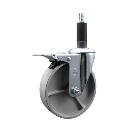 Service Caster 5'' Semi Steel Swivel 1'' Expanding Stem Caster Total Lock Brake SCC-EXTTL20S515-SSR-1